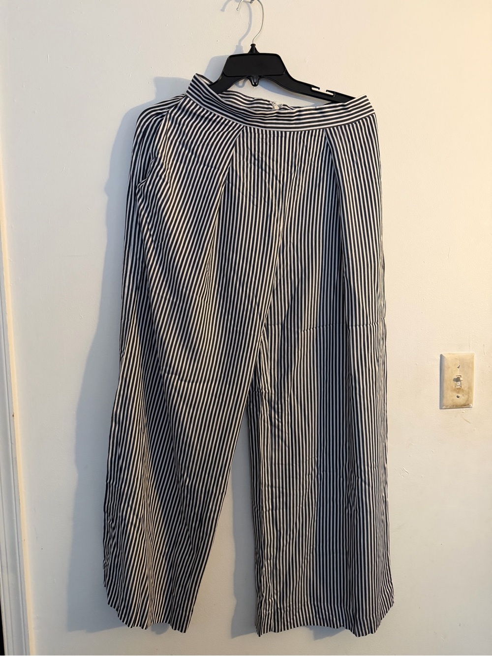Ralph Lauren Black and White Striped Wide-Leg Pants